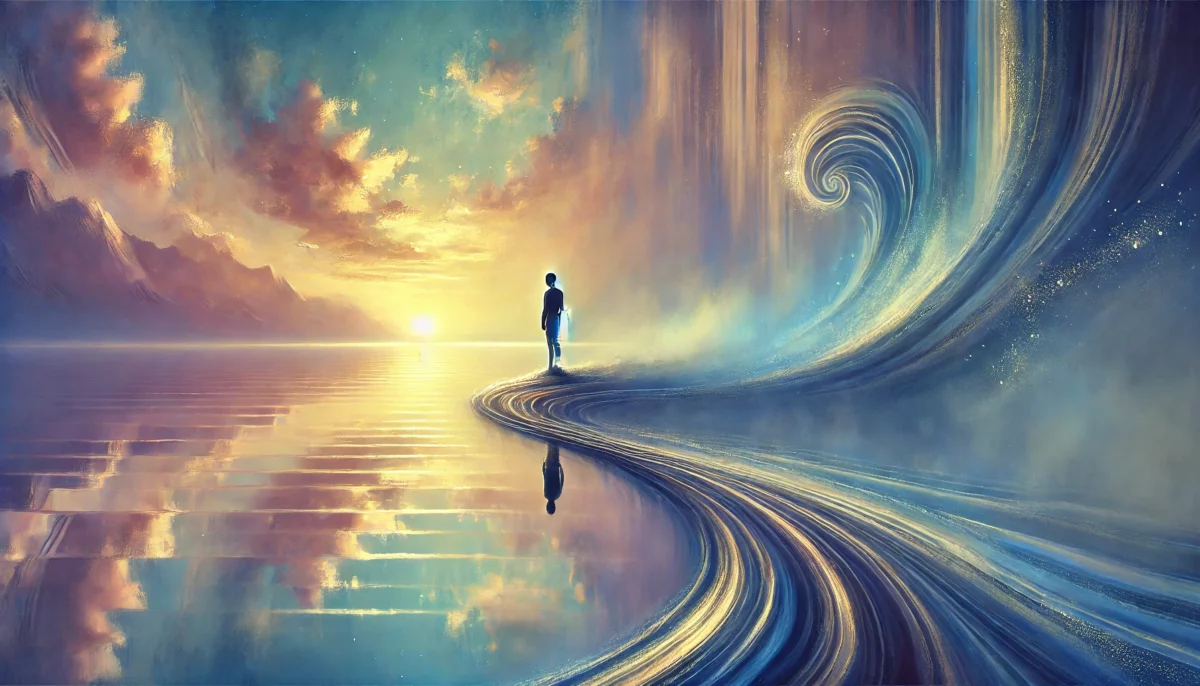 Cette image illustre la transformation des émotions intenses en une présence fluide et apaisée. La silhouette, immobile face à un lac calme à l’aube, symbolise l’équilibre émotionnel retrouvé. 🌫 Le léger brouillard flottant au-dessus de l’eau incarne la transition entre le tumulte et la sérénité, un état où l’émotion ne disparaît pas, mais devient plus subtile. 🌊 Les ondulations douces sur la surface du lac représentent le ressenti qui n’est plus un torrent incontrôlable, mais une vibration paisible qui accompagne chaque instant. 🌅 Les teintes douces du lever du soleil évoquent la chaleur intérieure, ce feu qui ne brûle plus, mais qui réchauffe, diffusant une énergie stable et harmonieuse. La posture de la silhouette traduit l’acceptation et l’écoute intérieure, l’abandon de l’idée que seule l’intensité est réelle. Ressentir autrement ne signifie pas ressentir moins, mais ressentir avec justesse, dans la profondeur et la fluidité. Un appel à accueillir cette nouvelle manière d’éprouver ses émotions, à savourer la tranquillité du cœur, et à comprendre que la véritable connexion à soi réside dans cette harmonie douce et silencieuse.