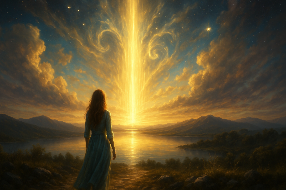 Cette image incarne l'appel profond de l'âme vers sa véritable mission. Le sentier lumineux symbolise le cheminement intérieur, guidé par l'intuition et la foi en ses aspirations les plus authentiques. L'horizon céleste, baigné de lumière dorée, évoque l'alignement avec sa mission de vie, un rappel que chaque pas, aussi incertain soit-il, mène vers l'accomplissement. Les éclats lumineux autour du chemin représentent les opportunités et les synchronicités qui se manifestent lorsque l'on suit son cœur avec conviction. Un appel à embrasser pleinement sa destinée, à marcher avec confiance vers ce qui nous anime profondément, sans crainte des obstacles qui jalonnent le parcours.